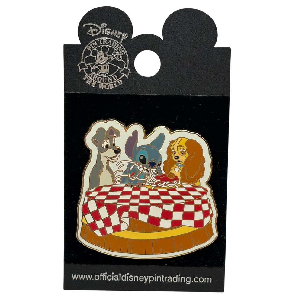 Disney Pin Trading 2005 Stitch Lady and the Tramp Spaghetti Scene Crossover